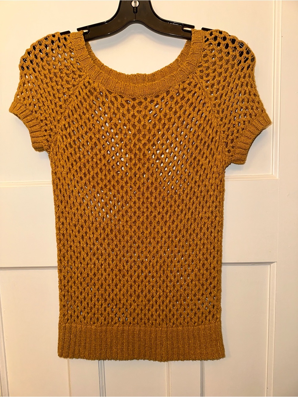 ⭐️ Revolution small Mustard Open-Knit Short Sleeve Sweater
